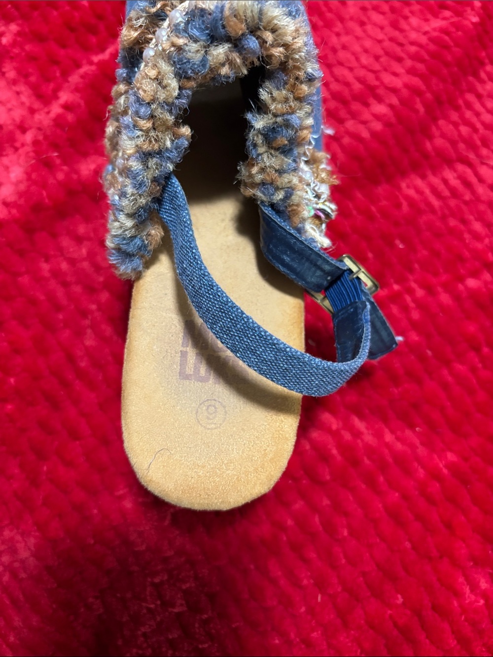 Muk Luks Blue Denim Embellished Wedge Sandals - Picture 6 of 7